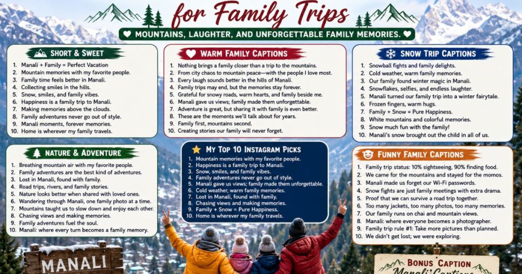 Manali Captions for Family Trips