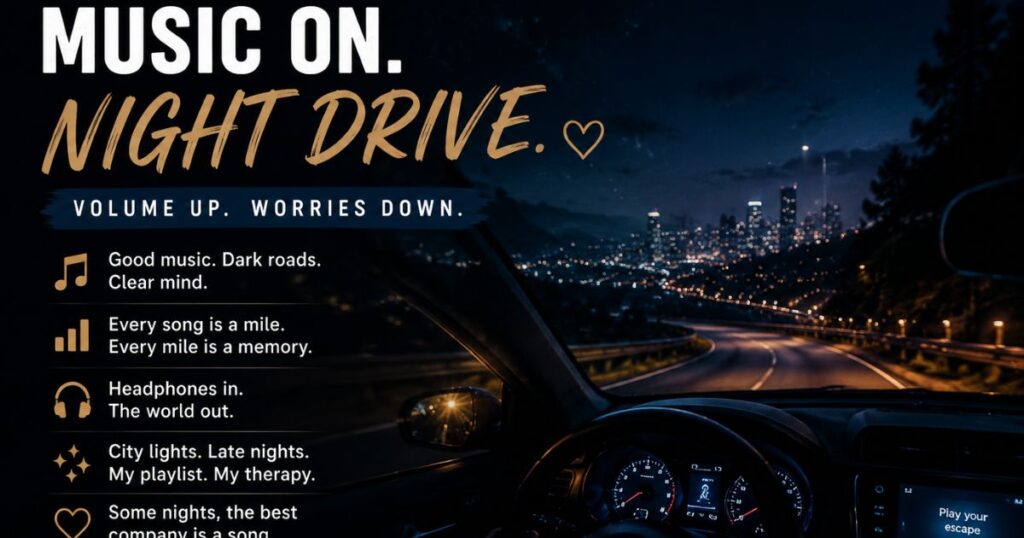 Music and Night Drive Captions For Instagram