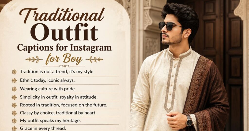 Traditional Outfit Captions for Instagram for Boy