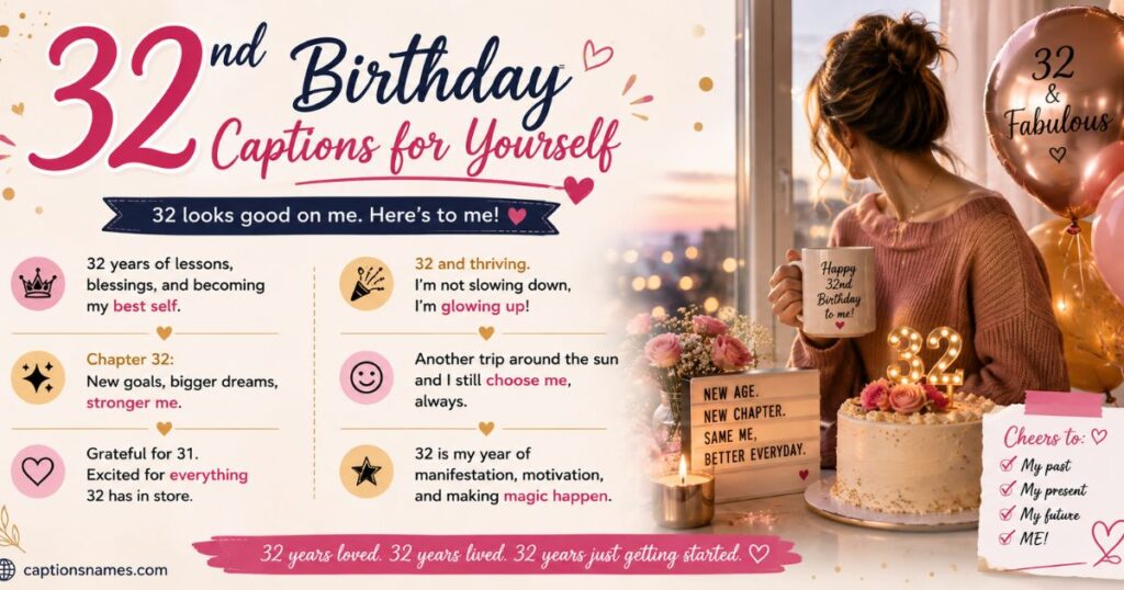 32nd Birthday Captions for Yourself