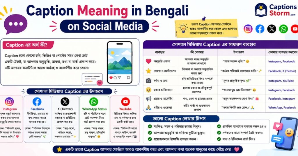 Caption Meaning in Bengali on Social Media