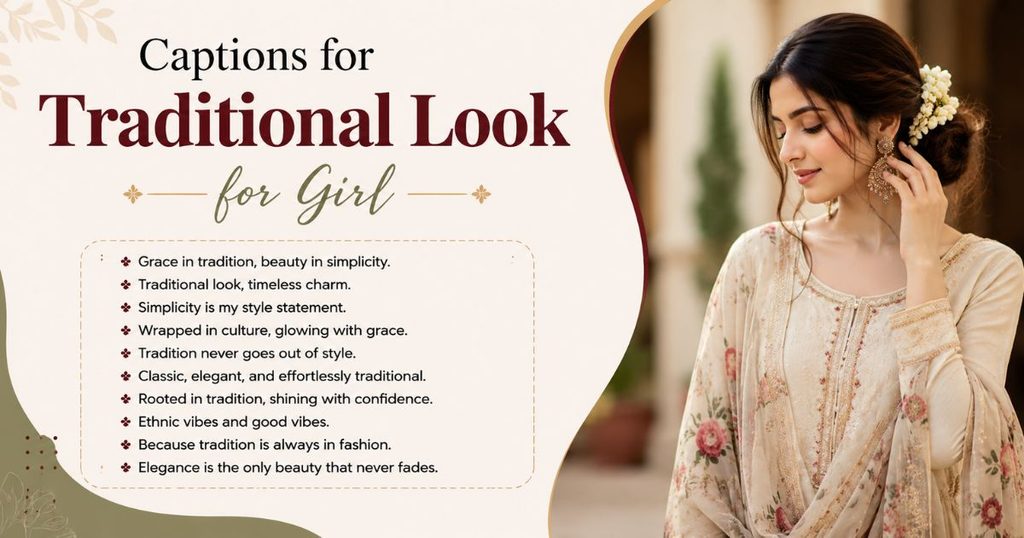 Captions for Traditional Look for Girl