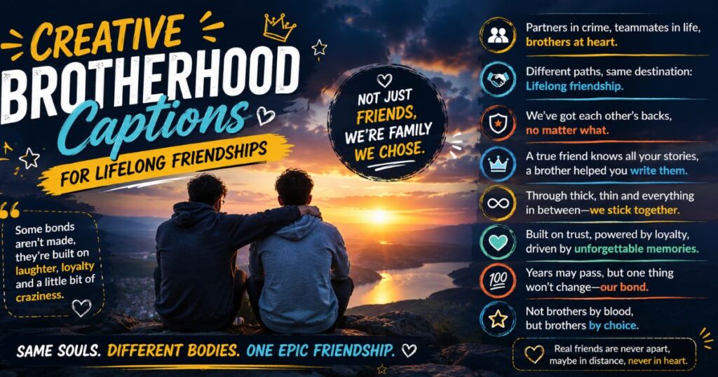Creative Brotherhood Captions for Lifelong Friendships