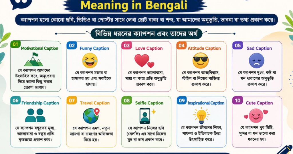 Different Types of Caption Meaning in Bengali