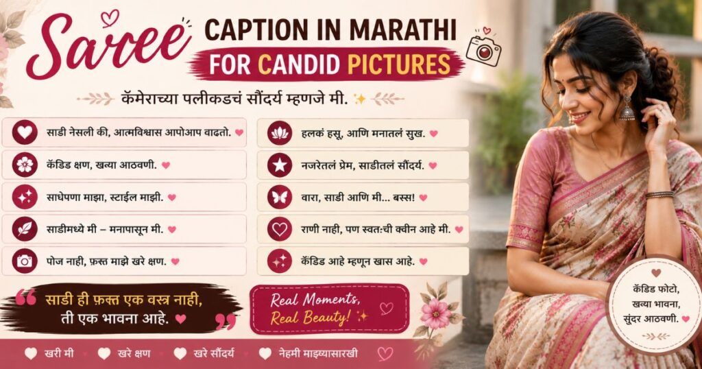 Saree Caption in Marathi for Candid Pictures