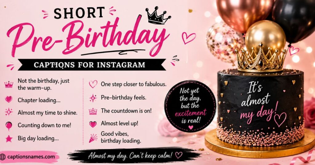 Short Pre-Birthday Captions for Instagram