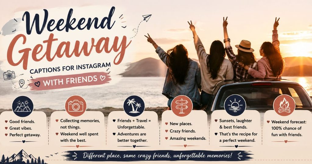 Weekend Getaway Captions for Instagram with Friends