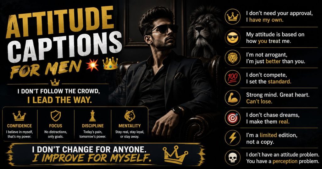 Attitude Captions for Men 💥👑